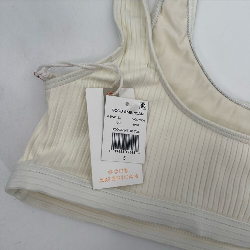 GOOD AMERICAN Bikini Top 2XL Curvy Plus Size Ribbed Scoop Neck Swim Ivory NWT - Picture 5 of 15